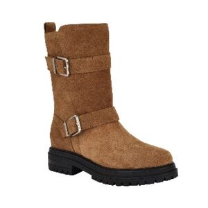 Calvin Klein Tan Suede Moto Boots